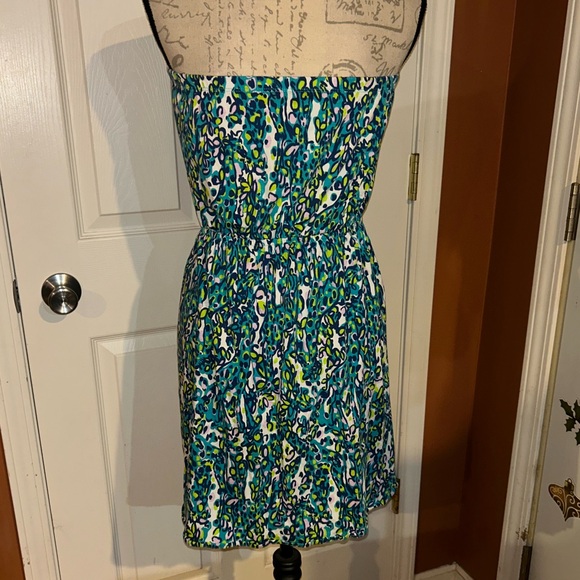 Lilly Pulitzer Windsor Sea Blue It’s A Stretch Strapless Cotton Mini Dress Med - Picture 4 of 10